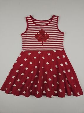 5/$25 The Children’s Place Canada Day Maple Leaf Dress 3T Red White Glitter